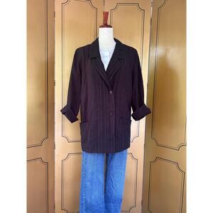 Vintage lightweight blazer jacket in black with silver threads, size L